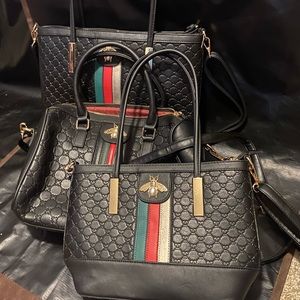 NWOT American Bumblebee black leather bag set